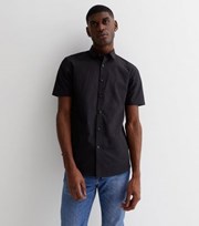 New Look Black Poplin Short Sleeve Regular Fit Shirt